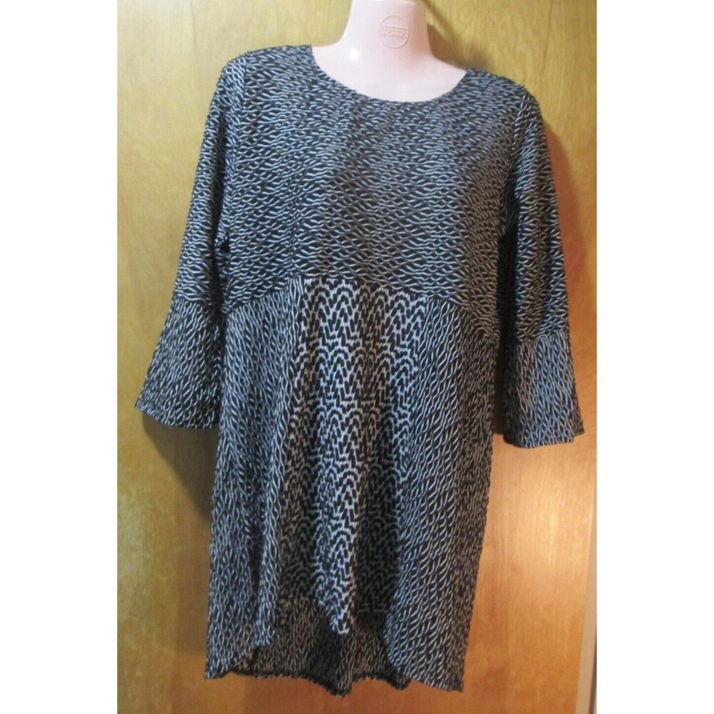 Habitat Womens Black White Textured Top 3/4 Sleeve Women Size S